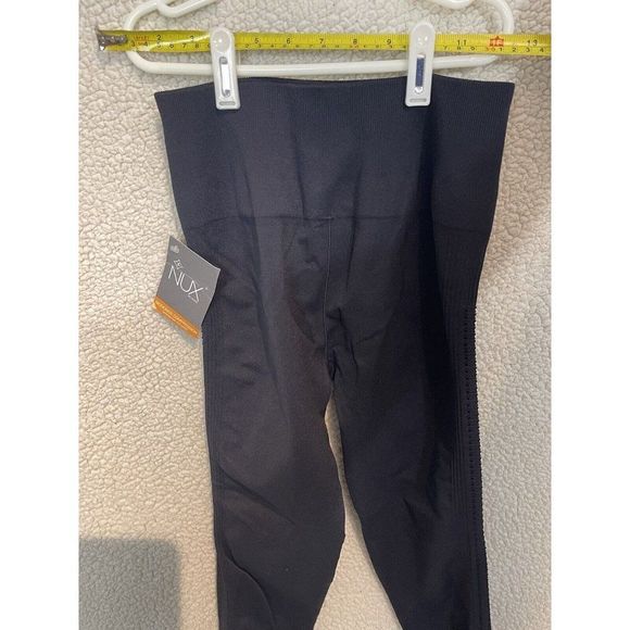 NUX Ribbed Waist Leggings Size Medium Workout Black Moderate Compress NWT - Picture 5 of 13